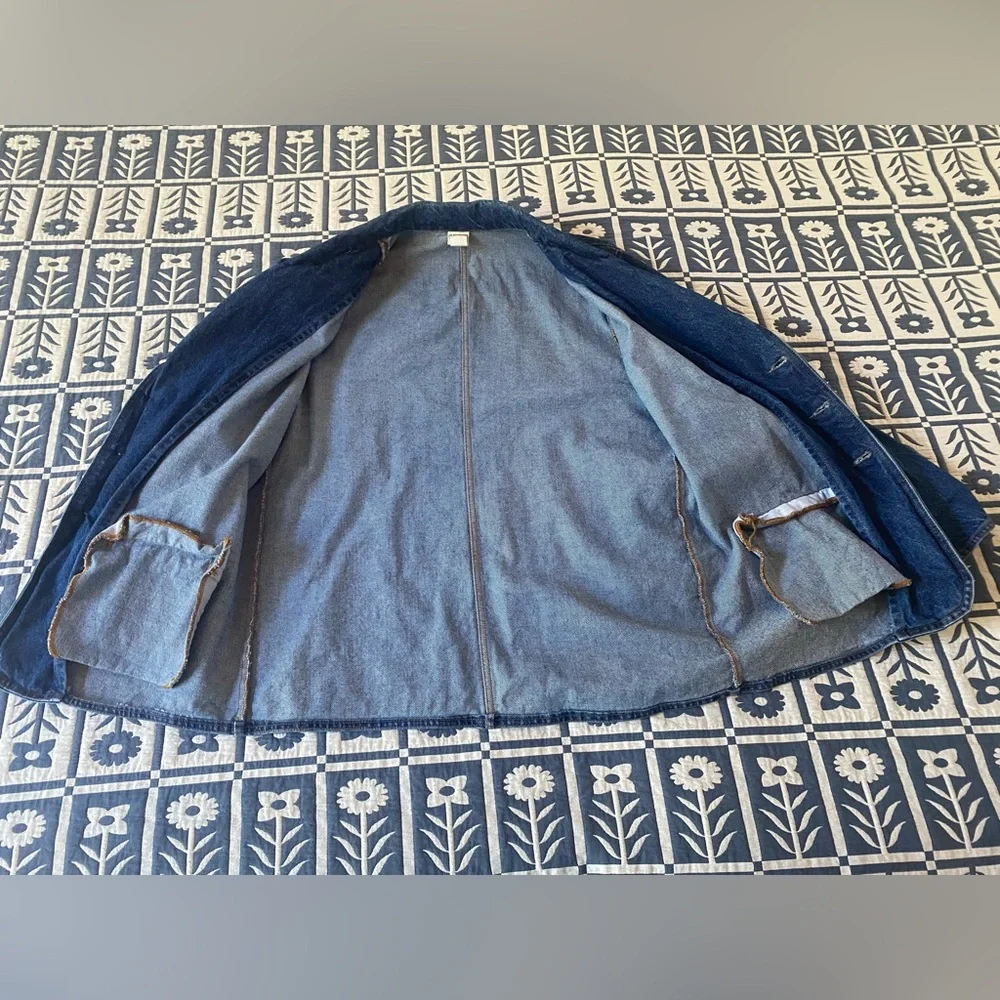 Oversized/Boyfriend Blue Denim Blazer 100% Cotton - Picture 3 of 6